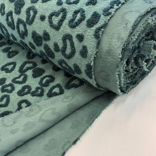 Coat fabric TEDDY Hearts old green