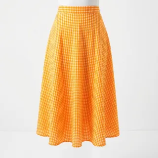 Cotton fabric YARN DYED NEON BIG Checks orange