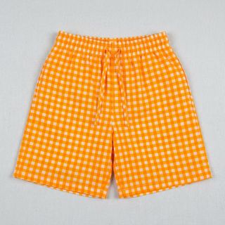 Cotton fabric YARN DYED NEON BIG Checks orange
