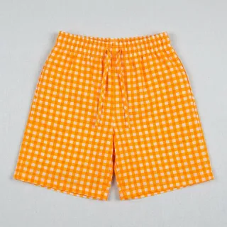Cotton fabric YARN DYED NEON BIG Checks orange