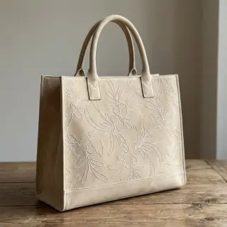 SUEDE Tape flower beige