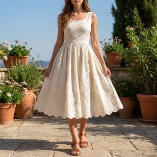 Cotton fabric EMBROIDERY Bellagio off white