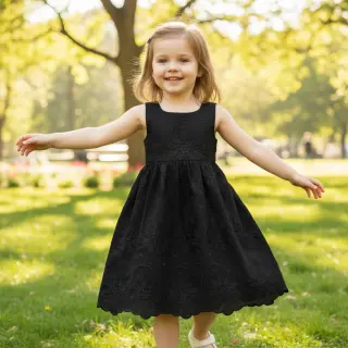 Cotton fabric EMBROIDERY Bellagio black