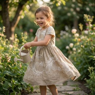 Cotton fabric VOILE EMBROIDERY Kokka natural