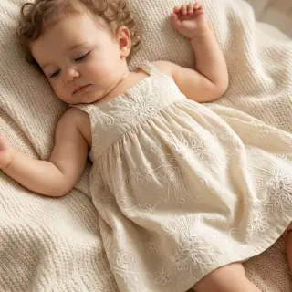Cotton fabric VOILE EMBROIDERY Kokka natural