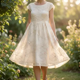 Cotton fabric VOILE EMBROIDERY Kady off white
