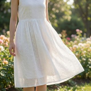 Cotton fabric EMBROIDERY Pattern white