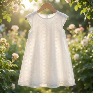 Cotton fabric EMBROIDERY Pattern white