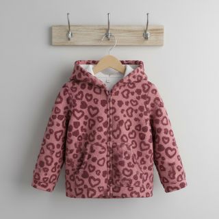 Coat fabric TEDDY Hearts old pink