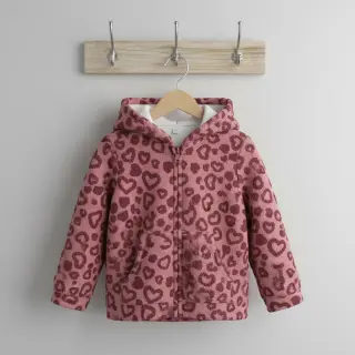 Coat fabric TEDDY Hearts old pink