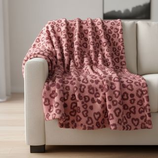 Coat fabric TEDDY Hearts old pink
