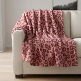 Coat fabric TEDDY Hearts old pink