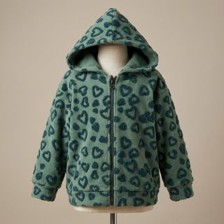 Coat fabric TEDDY Hearts old green