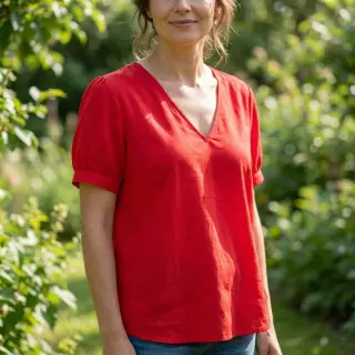 Cotton fabric with viscose red