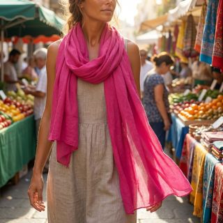 Cotton fabric with viscose fuchsia