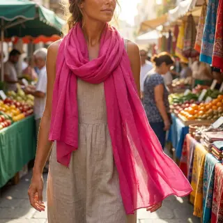 Cotton fabric with viscose fuchsia