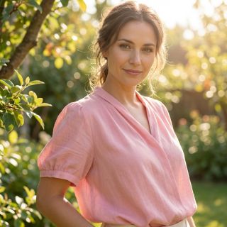 Cotton fabric with viscose light rose