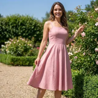 Cotton fabric with viscose light rose