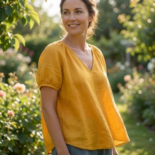 Cotton fabric with viscose ochre