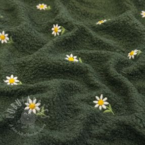 Coat fabric EMBROIDERY Little daisy green