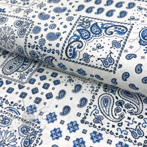 Cotton fabric Kansas blanc blue