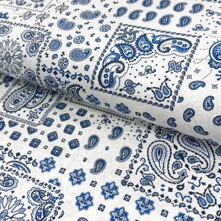 Cotton fabric Kansas blanc blue