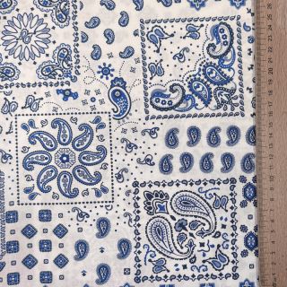 Cotton fabric Kansas blanc blue