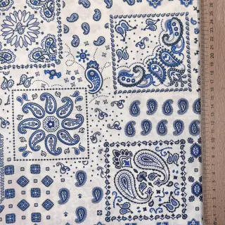 Cotton fabric Kansas blanc blue