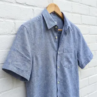 Cotton fabric with linen LUREX blue