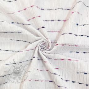 Cotton fabric DOBBY CRINKLE Stripe white