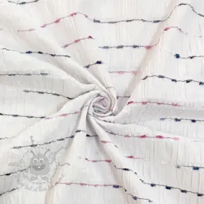 Cotton fabric DOBBY CRINKLE Stripe white