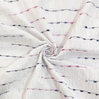 Cotton fabric DOBBY CRINKLE Stripe white