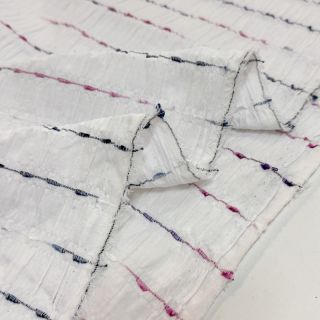 Cotton fabric DOBBY CRINKLE Stripe white