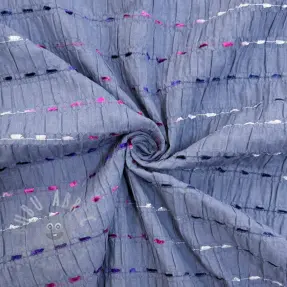Cotton fabric DOBBY CRINKLE Stripe jeans