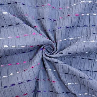 Cotton fabric DOBBY CRINKLE Stripe jeans