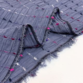 Cotton fabric DOBBY CRINKLE Stripe jeans