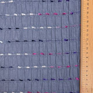 Cotton fabric DOBBY CRINKLE Stripe jeans