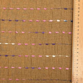 Cotton fabric DOBBY CRINKLE Stripe camel