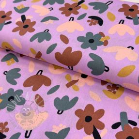 Cotton fabric Flowers lavender by JENNIFER BOURON ORGANIC