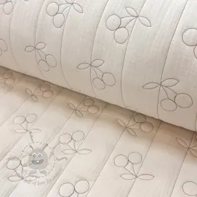 Double gauze/muslin STEPPED Cherries natural