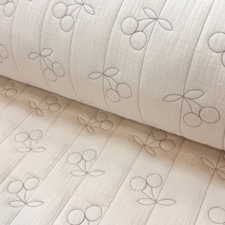 Double gauze/muslin STEPPED Cherries natural