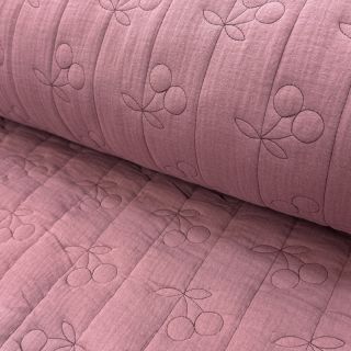 Double gauze/muslin STEPPED Cherries mauve