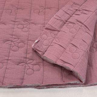 Double gauze/muslin STEPPED Cherries mauve