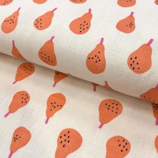 Double gauze/muslin Pears peach by JENNIFER BOURON ORGANIC