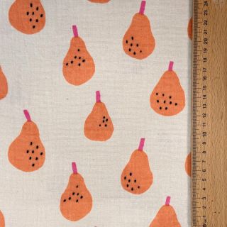 Double gauze/muslin Pears peach by JENNIFER BOURON ORGANIC