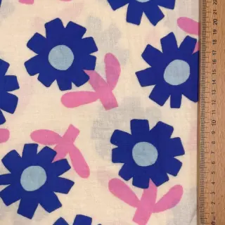 Double gauze/muslin Flowers blue by JENNIFER BOURON ORGANIC