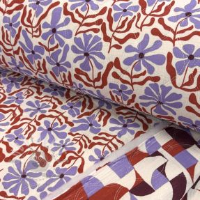 Double gauze/muslin STEPPED Flowers natural