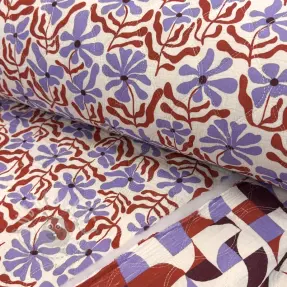 Double gauze/muslin STEPPED Flowers natural