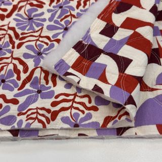 Double gauze/muslin STEPPED Flowers natural