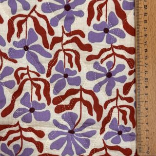 Double gauze/muslin STEPPED Flowers natural